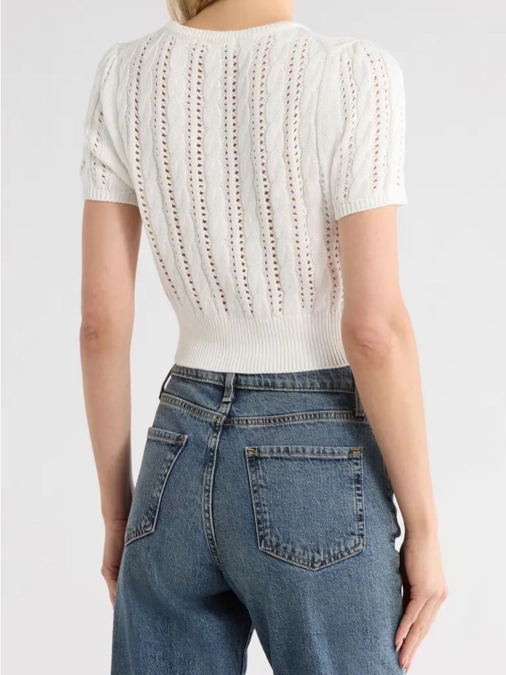 Vigoss - White Crop Shirt Short Sleeve, Size S - Picture 2 of 7